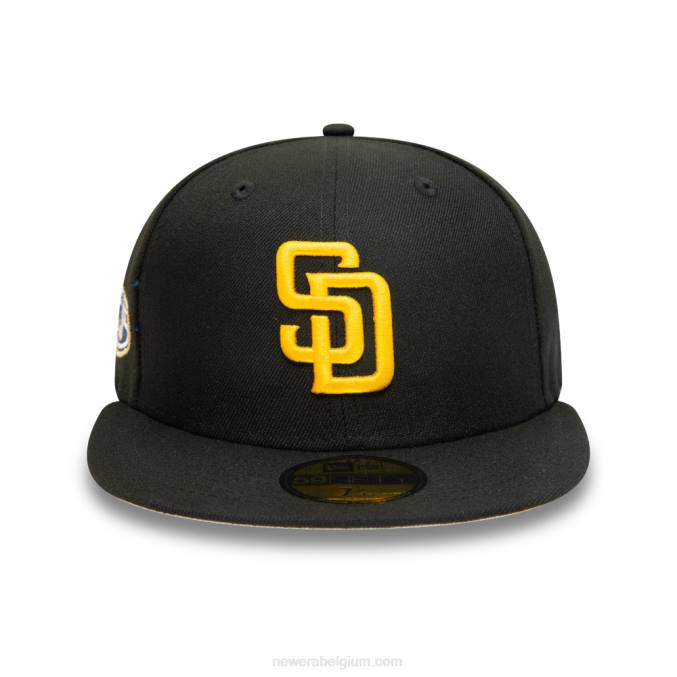 New Era san diego padres 50e verjaardag zwarte 59fifty getailleerde pet BT24141