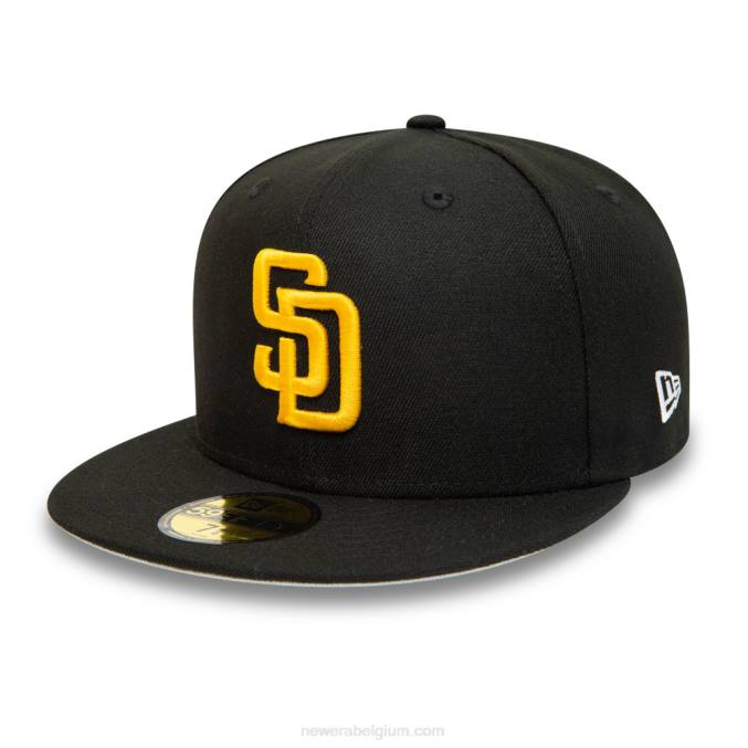 New Era san diego padres 50e verjaardag zwarte 59fifty getailleerde pet BT24141