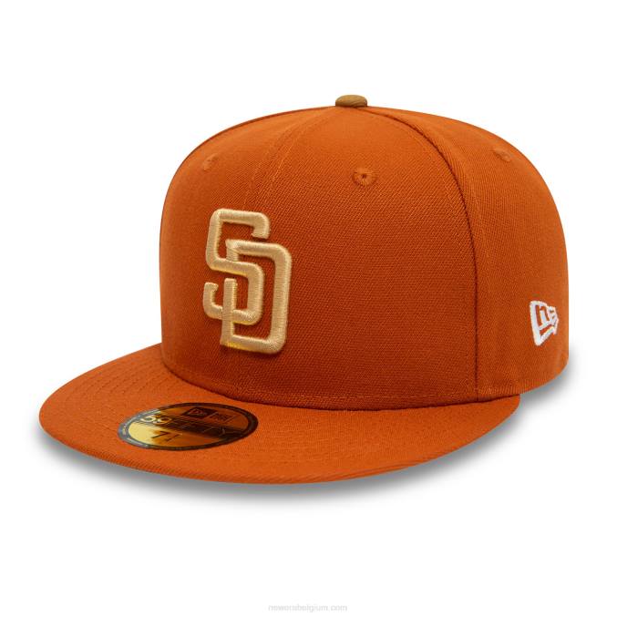 New Era san diego padres herfstkleuren oranje 59fifty getailleerde pet BT24575