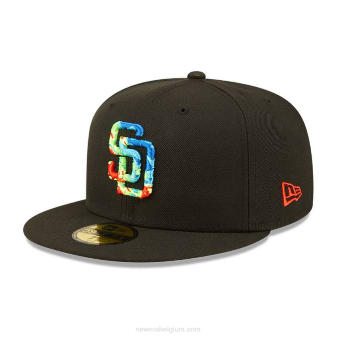 New Era san diego padres infrarood zwarte 59fifty getailleerde pet BT24227