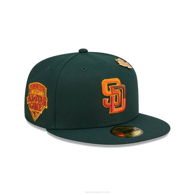 New Era san diego padres lommerrijke donkergroene 59fifty getailleerde pet BT2440