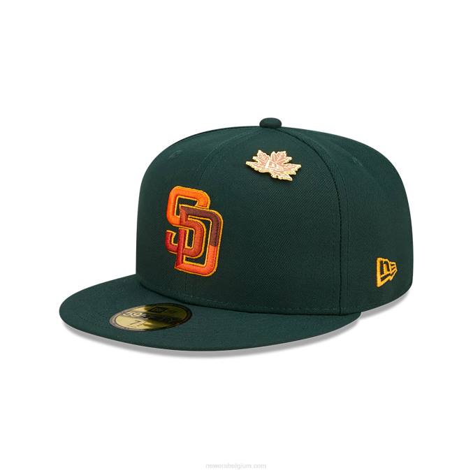 New Era san diego padres lommerrijke donkergroene 59fifty getailleerde pet BT2440