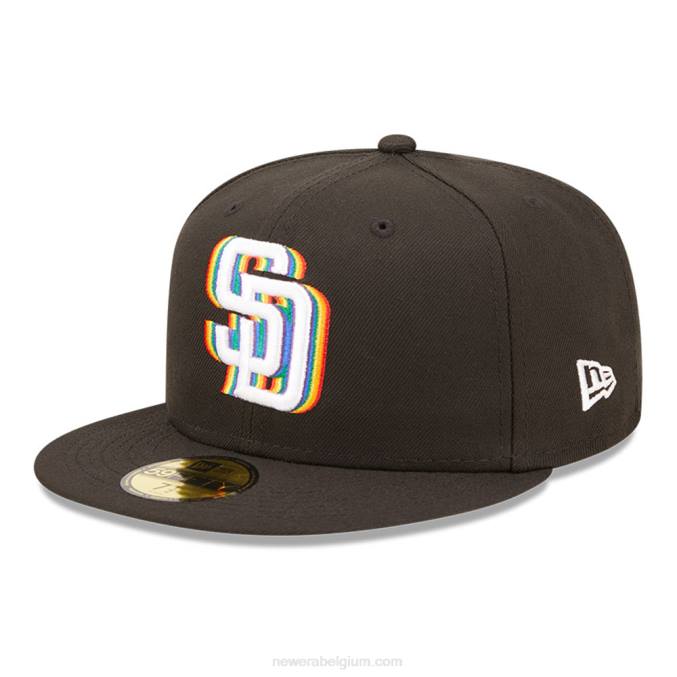 New Era san diego padres mlb prismatische zwarte 59fifty getailleerde pet BT24365