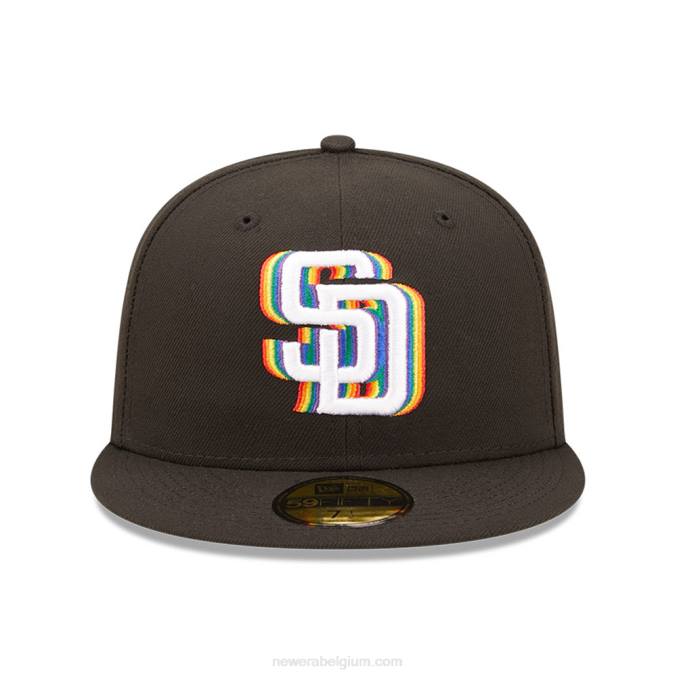 New Era san diego padres mlb prismatische zwarte 59fifty getailleerde pet BT24365