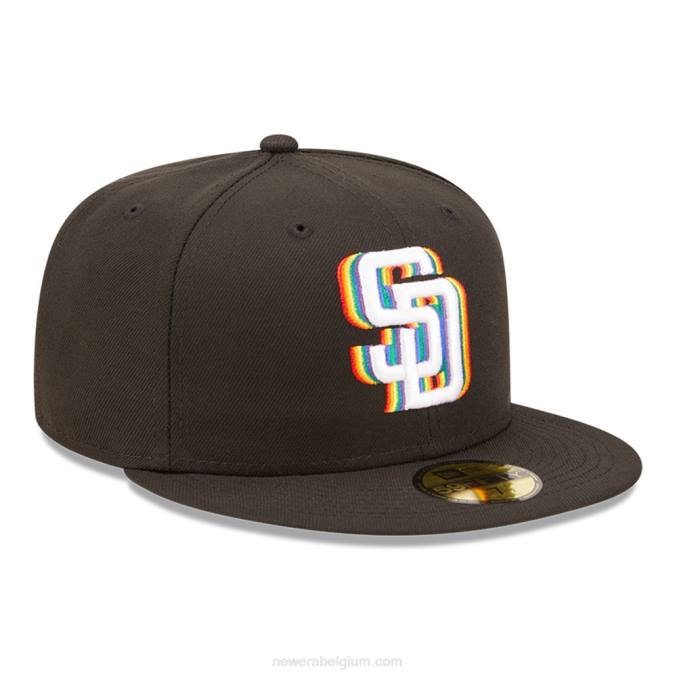 New Era san diego padres mlb prismatische zwarte 59fifty getailleerde pet BT24365
