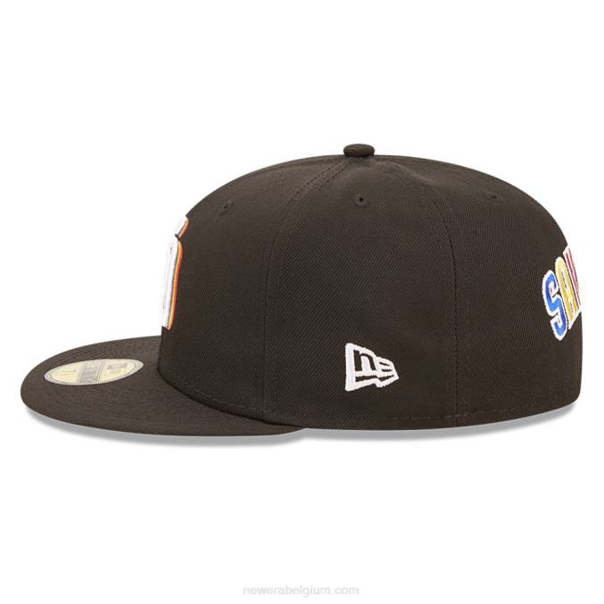 New Era san diego padres mlb prismatische zwarte 59fifty getailleerde pet BT24365