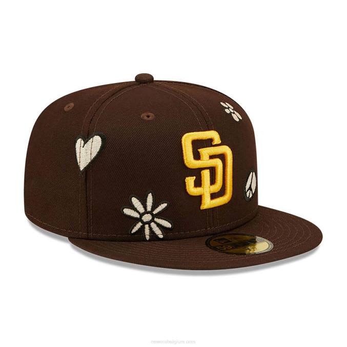 New Era san diego padres mlb zonlicht pop donkerbruin 59fifty cap BT241322