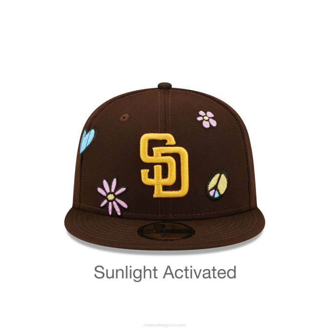 New Era san diego padres mlb zonlicht pop donkerbruin 59fifty cap BT241322
