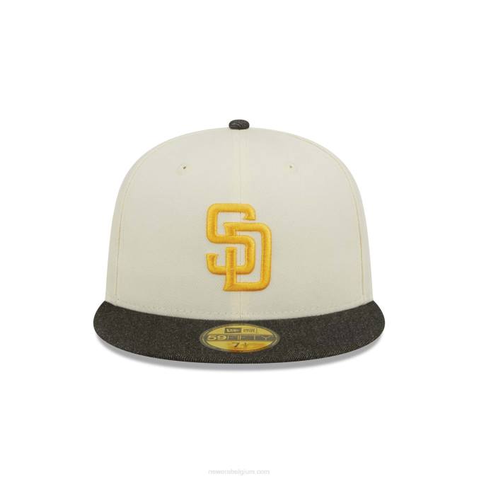 New Era san diego padres mlb zwart denim chroom wit 59fifty getailleerde pet BT24292