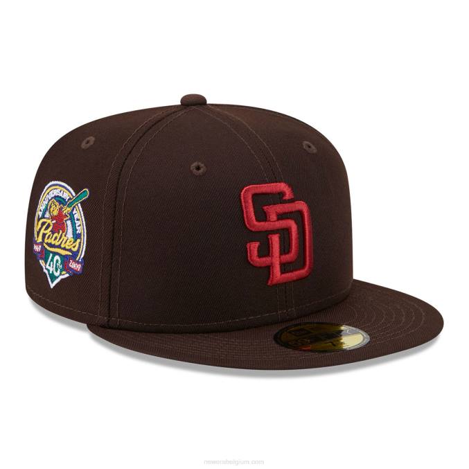 New Era san diego padres state tartan bruine 59fifty getailleerde pet BT24576