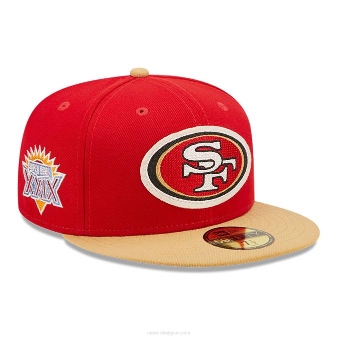 New Era san francisco 49ers ne letterman rode 59fifty getailleerde pet BT24707