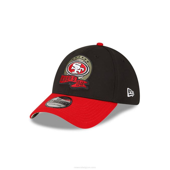 New Era san francisco 49ers nfl salute to service zwarte 39thirty stretch fit pet BT242181