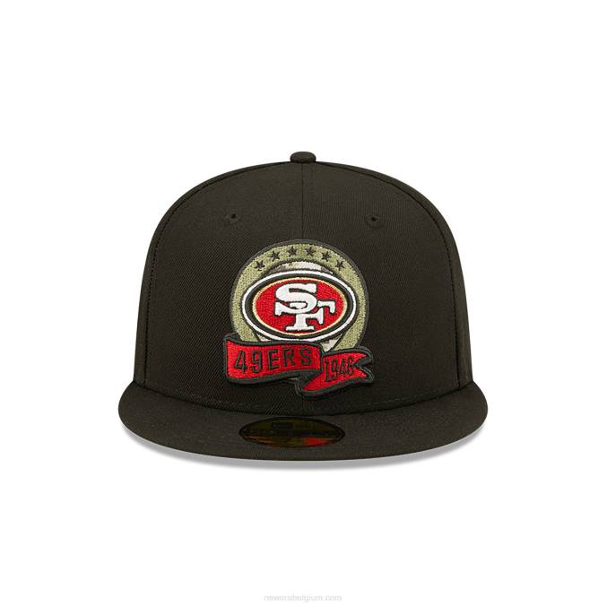 New Era san francisco 49ers nfl salute to service zwarte 59fifty getailleerde pet BT24644
