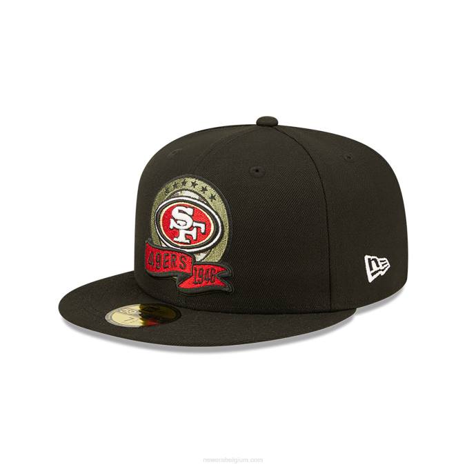 New Era san francisco 49ers nfl salute to service zwarte 59fifty getailleerde pet BT24644