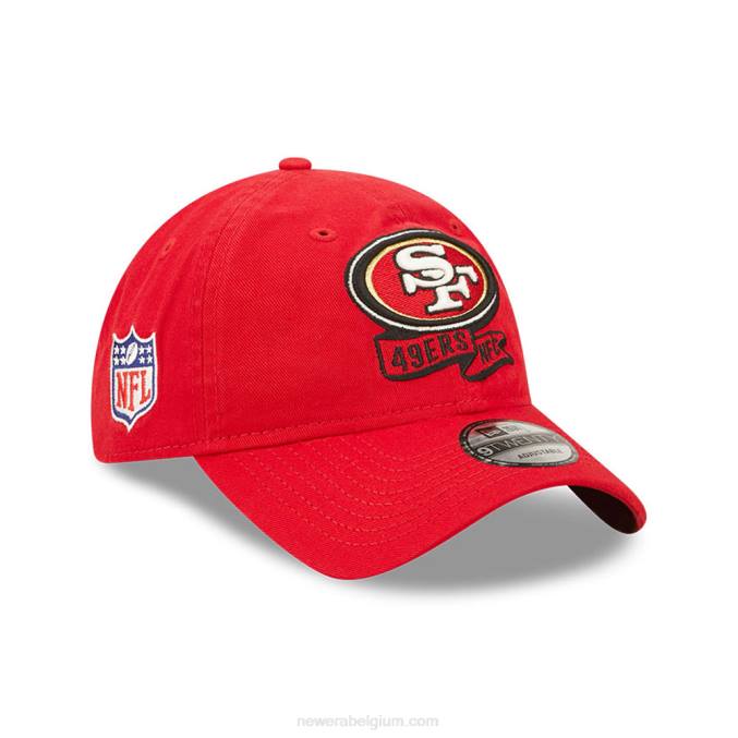 New Era san francisco 49ers nfl zijlijn 2022 rode 9twenty verstelbare pet BT242258