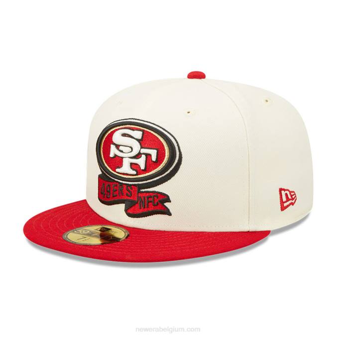 New Era san francisco 49ers nfl zijlijn 2022 witte 59fifty getailleerde pet BT241092