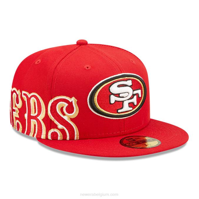 New Era san francisco 49ers nfl zijsplit rood 59fifty getailleerde pet BT241432