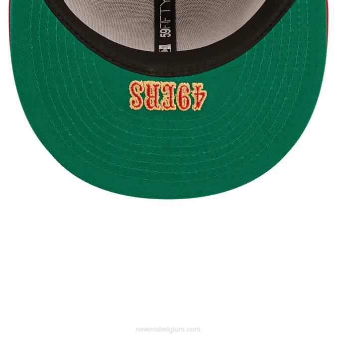 New Era san francisco 49ers nfl zijsplit rood 59fifty getailleerde pet BT241432