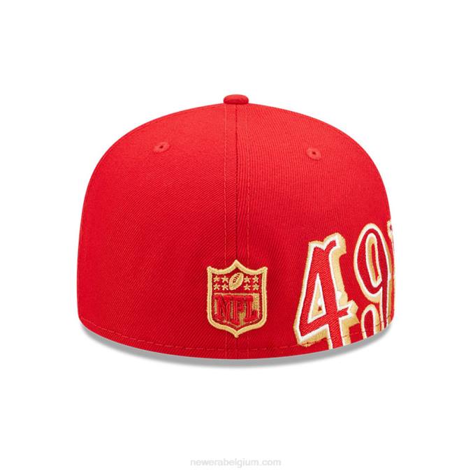 New Era san francisco 49ers nfl zijsplit rood 59fifty getailleerde pet BT241432