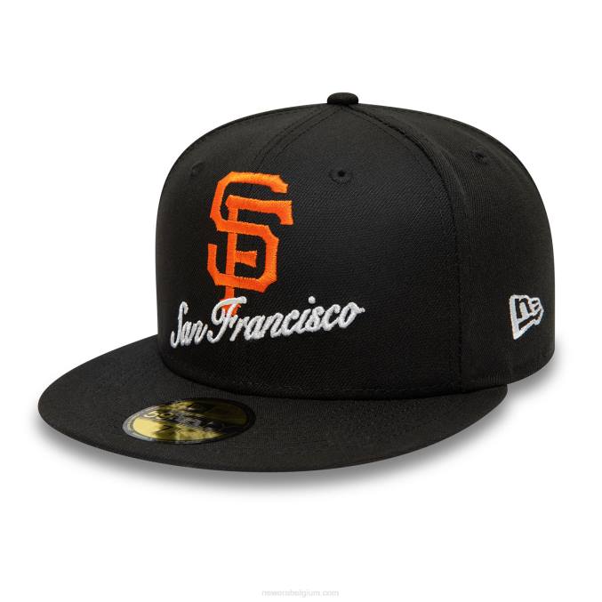 New Era san francisco giants dubbel logo zwarte 59fifty getailleerde pet BT24322