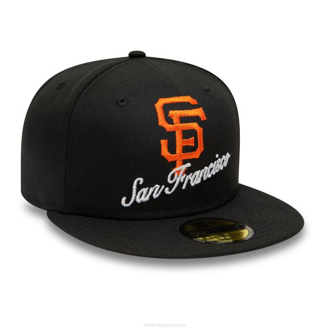 New Era san francisco giants dubbel logo zwarte 59fifty getailleerde pet BT24322