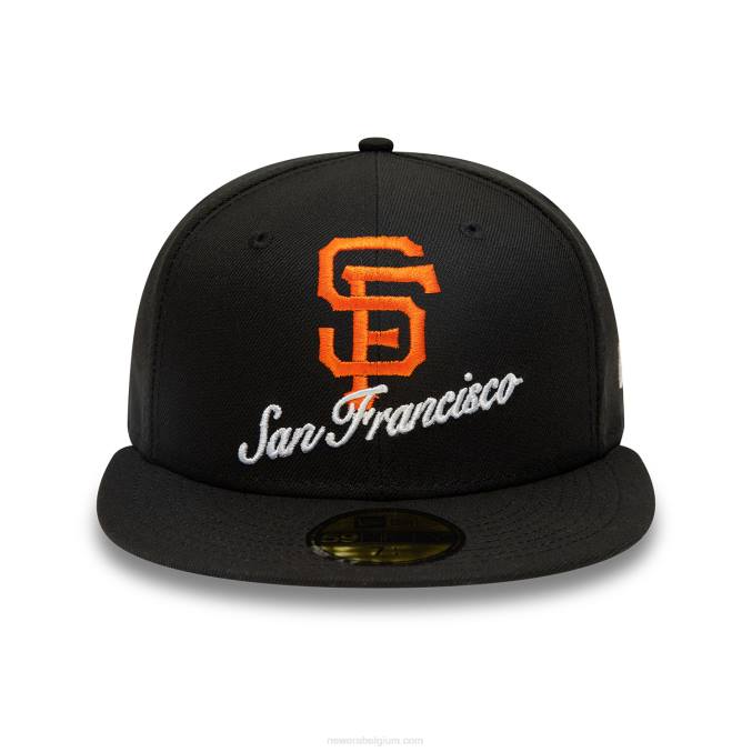 New Era san francisco giants dubbel logo zwarte 59fifty getailleerde pet BT24322