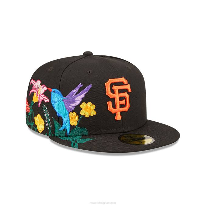 New Era san francisco giants mlb bloeiende zwarte 59fifty getailleerde pet BT24649