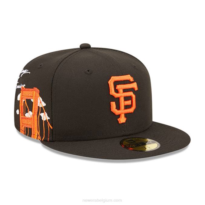 New Era san francisco giants mlb cloud zwart 59fifty getailleerde pet BT24907