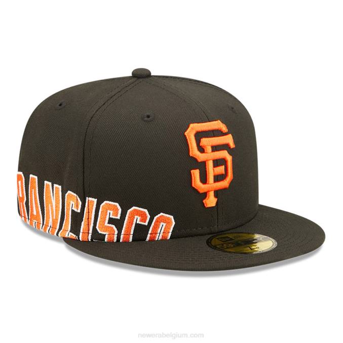 New Era san francisco giants mlb zijsplit zwarte 59fifty getailleerde pet BT24783