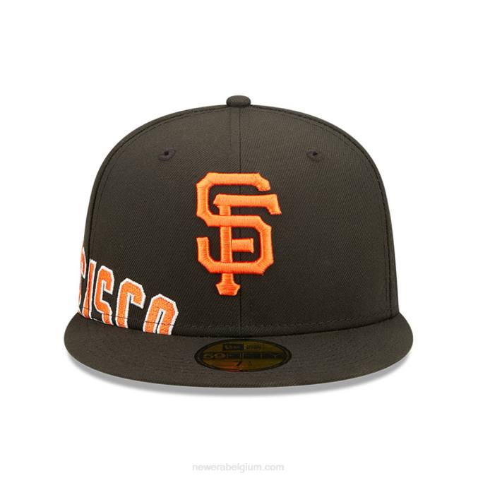 New Era san francisco giants mlb zijsplit zwarte 59fifty getailleerde pet BT24783