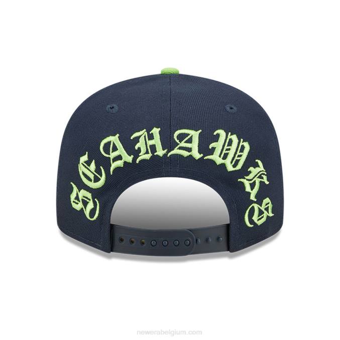 New Era seattle seahawks nfl zwarte letter boog blauwe 9fifty snapback pet BT242096