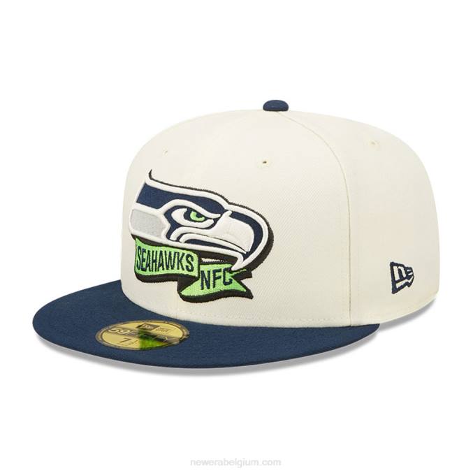 New Era seattle seahawksnfl zijlijn 2022 witte 59fifty getailleerde pet BT24492