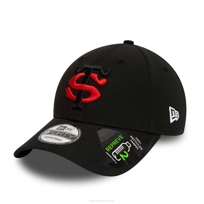 New Era stade toulousain teamlogo repreve zwarte 9forty verstelbare pet BT241649