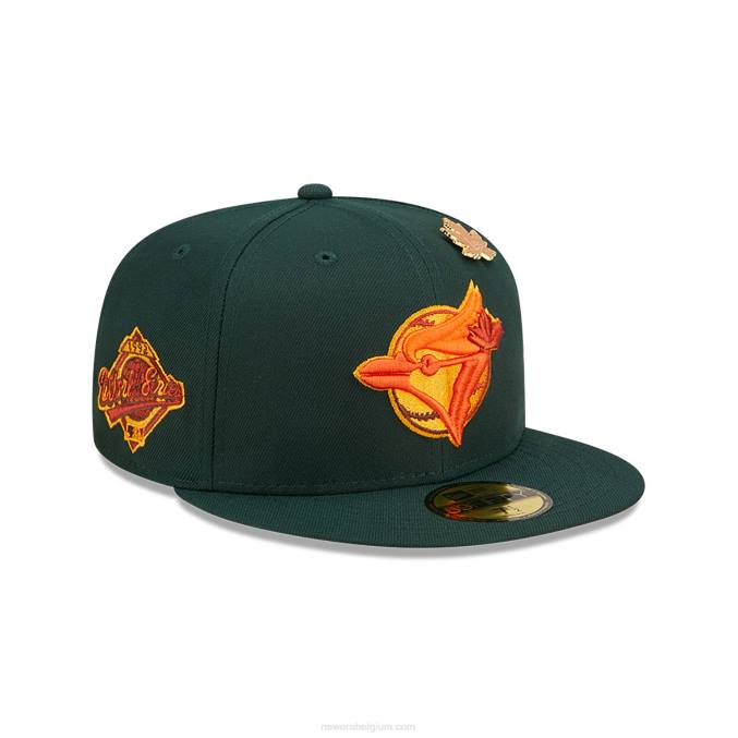 New Era toronto blue jays lommerrijke donkergroene 59fifty getailleerde pet BT24102