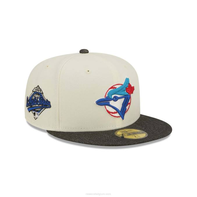 New Era toronto blue jays mlb zwart denim chroom wit 59fifty getailleerde pet BT24478