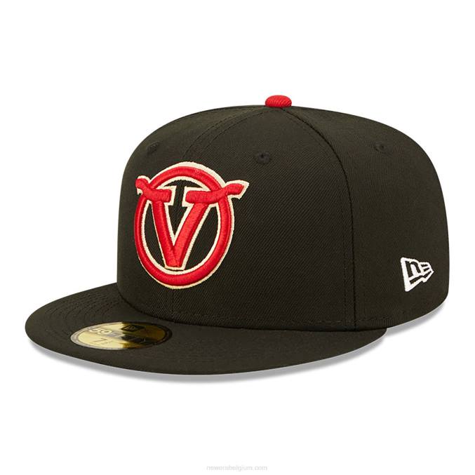 New Era visalia rawhides milb zwart 59fifty getailleerde pet BT24441