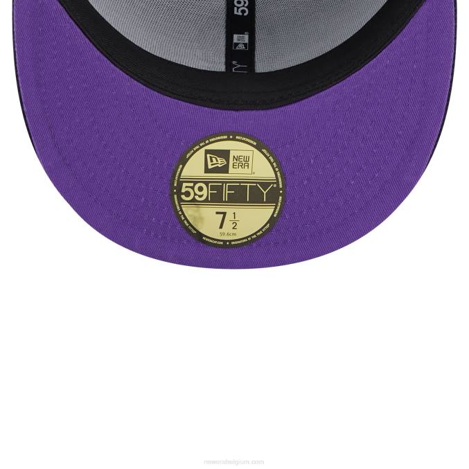 New Era zwarte panter paars en zwarte 59fifty getailleerde pet BT24391