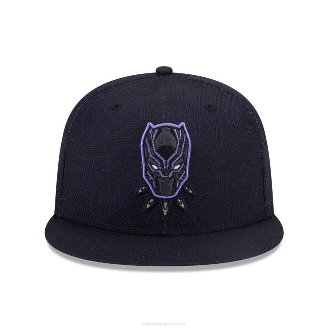 New Era zwarte panter paars en zwarte 59fifty getailleerde pet BT24391