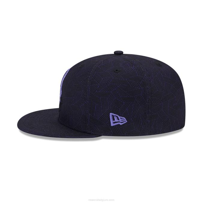 New Era zwarte panter paars en zwarte 59fifty getailleerde pet BT24391