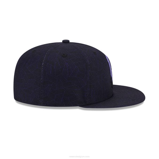 New Era zwarte panter paars en zwarte 59fifty getailleerde pet BT24391