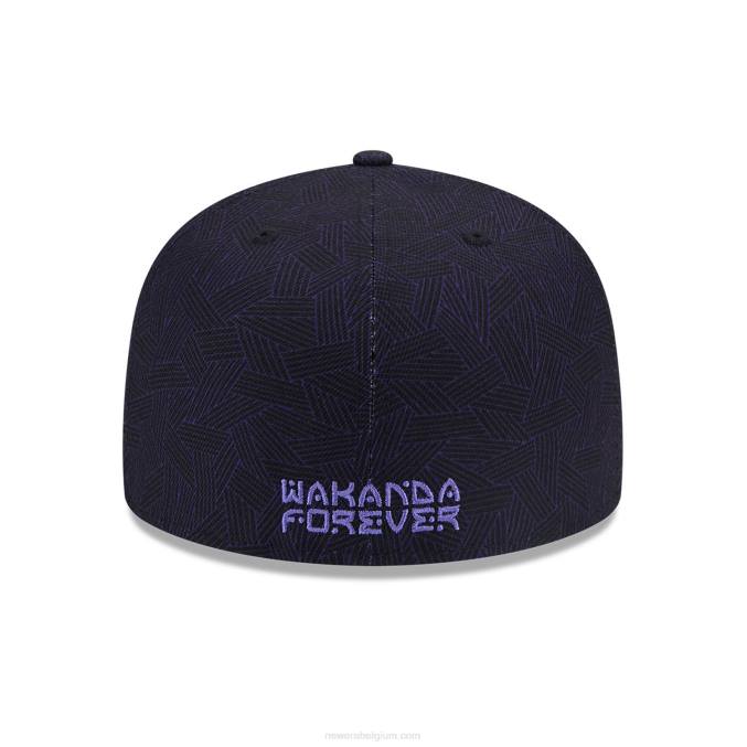 New Era zwarte panter paars en zwarte 59fifty getailleerde pet BT24391