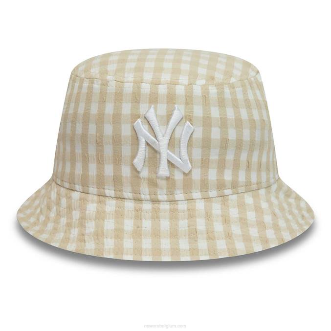 New Era New York Yankees gingham taps toelopende stenen vissershoed voor dames BT242298