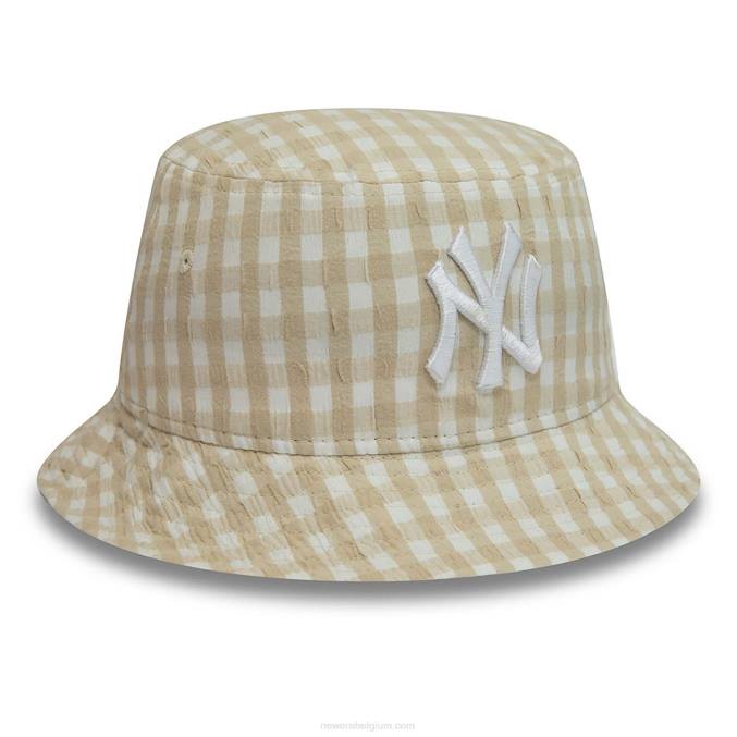 New Era New York Yankees gingham taps toelopende stenen vissershoed voor dames BT242298
