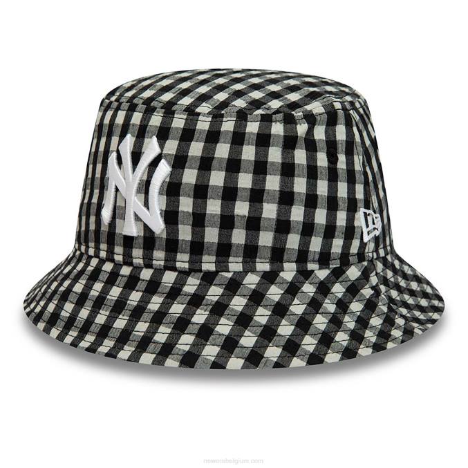 New Era New York Yankees gingham taps toelopende zwarte vissershoed voor dames BT242296