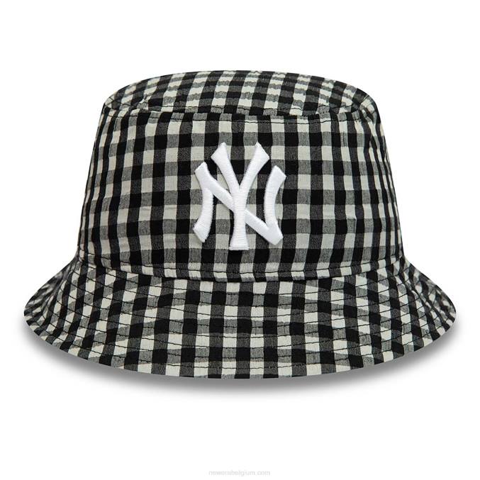 New Era New York Yankees gingham taps toelopende zwarte vissershoed voor dames BT242296