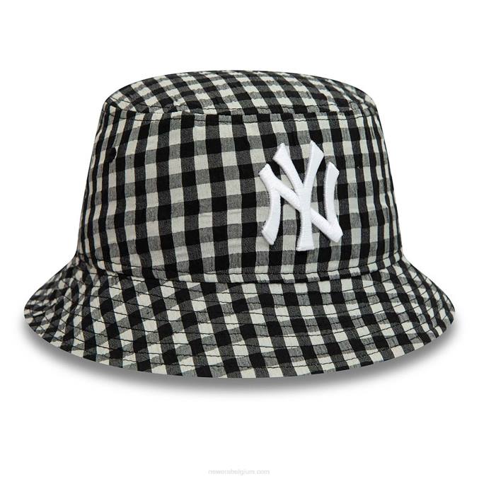 New Era New York Yankees gingham taps toelopende zwarte vissershoed voor dames BT242296