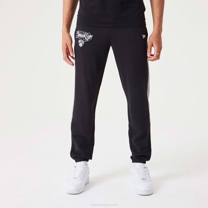 New Era Brooklyn Nets nba script zwarte joggingbroek BT242605