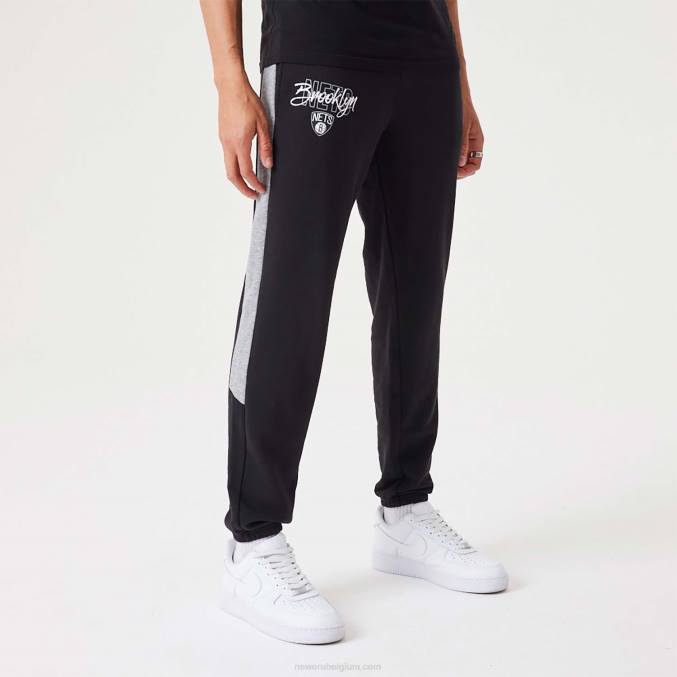 New Era Brooklyn Nets nba script zwarte joggingbroek BT242605