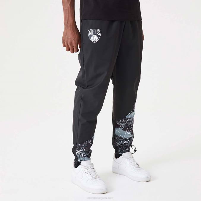 New Era Brooklyn Nets nba zwarte joggingbroek met all-over printpaneel BT242591