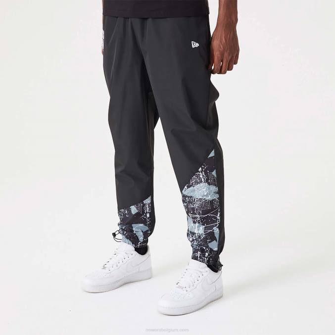 New Era Brooklyn Nets nba zwarte joggingbroek met all-over printpaneel BT242591